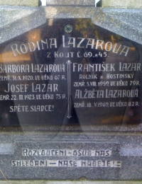 Hrob v Koutech - Josef Lazar a syn František - detail